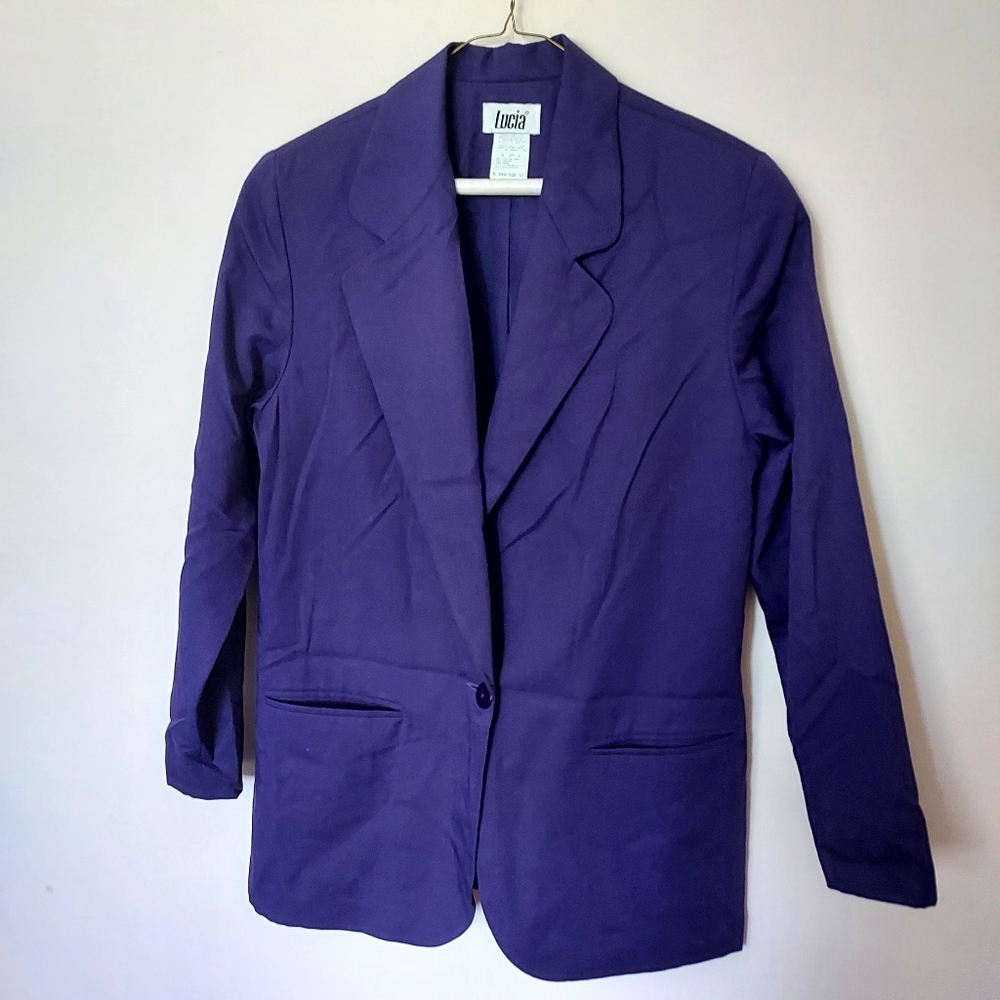 Vintage Lucia Purple lined blazer jacket size 6 Career Church Career Office 80s